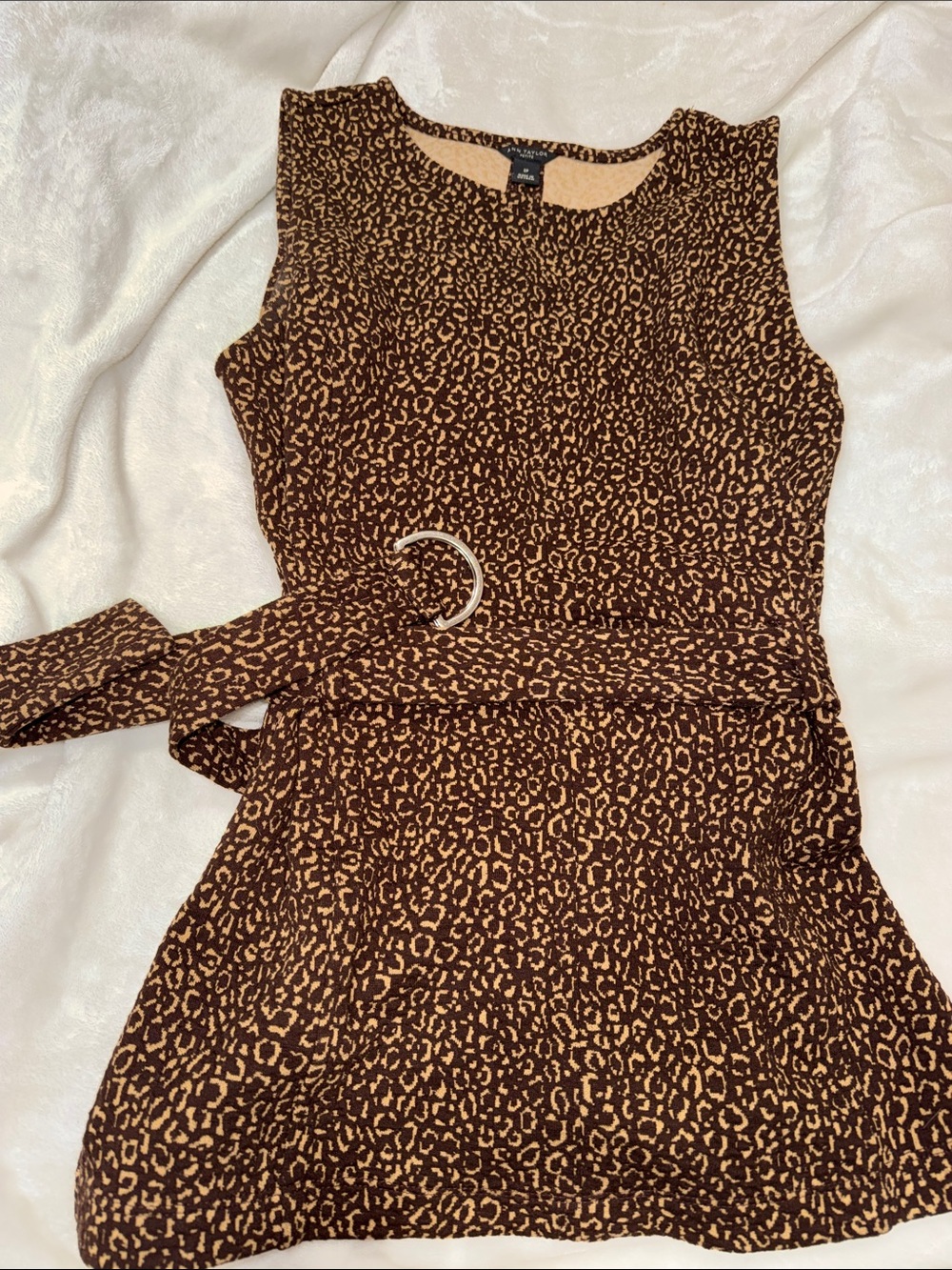 Ann Taylor Brown Leopard-Print Sleeveless Belted Dress